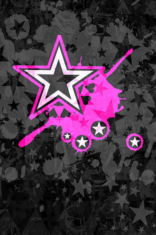 Pink Star Art Print featuring the digital art Pink Star 3 of 6 by Roseanne Jones
