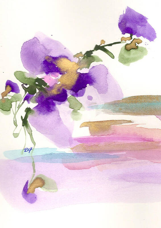 Purple Art Print featuring the drawing Purple Flower by Darlene Flood