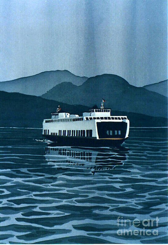 Washington Art Print featuring the painting Rainy Ferry by Scott Nelson
