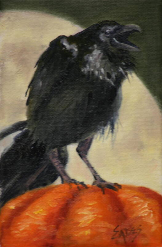 Fall Art Print featuring the painting Raven Moon by Linda Eades Blackburn