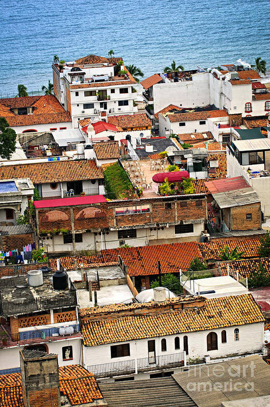 Puerto Vallarta Art Print featuring the photograph Rooftops in Puerto Vallarta Mexico by Elena Elisseeva
