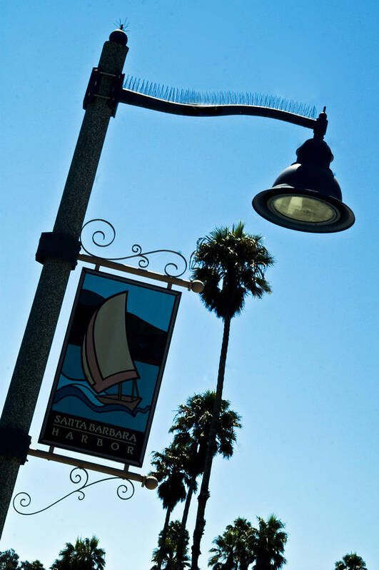 Santa Barbara Art Print featuring the photograph Santa Barbara Harbor light by Gary Brandes