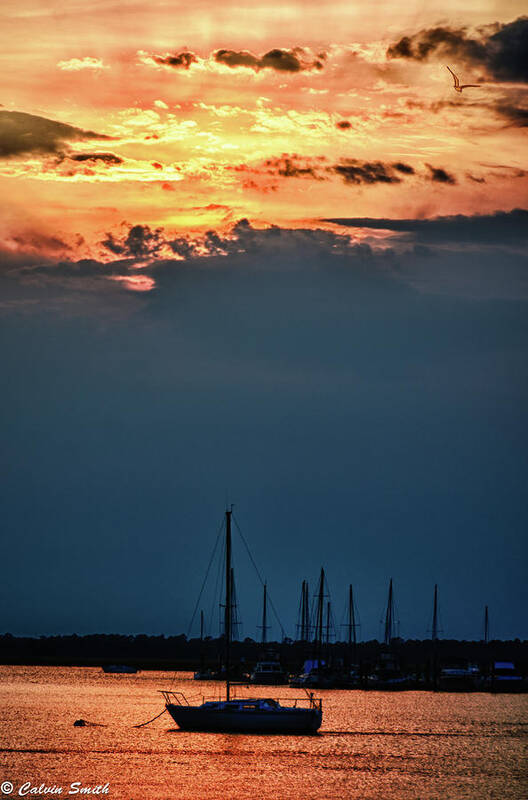  Art Print featuring the photograph Ship Sunset by Calvin Smith