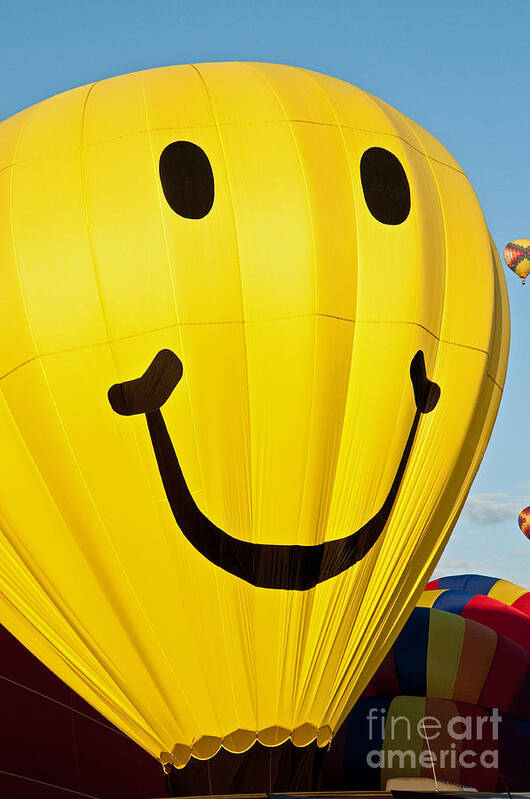 Fiesta Floating Flying Exciting Sky Balloon Dazzling Colorful Entertainment Exhilarating Beautiful Ballooning Albuquerque Victorian Amazing Amusement Appealing Fun Gay Spectacular Smile Sport Stunning Vivid Recreation Pretty Tradition Happy Joy Lovely Gaiety Suspension England Construction Event Famous Festival Cloudy Clifton Bridge Bristol Bristol International Balloon Festival British Aviation Flight Sightseeing Landmark Adrenalin Soaring Beauty Hot Air Balloon High Annual Adventure Georgian Gorge Tourism Art Print featuring the photograph Smile by Jim Chamberlain