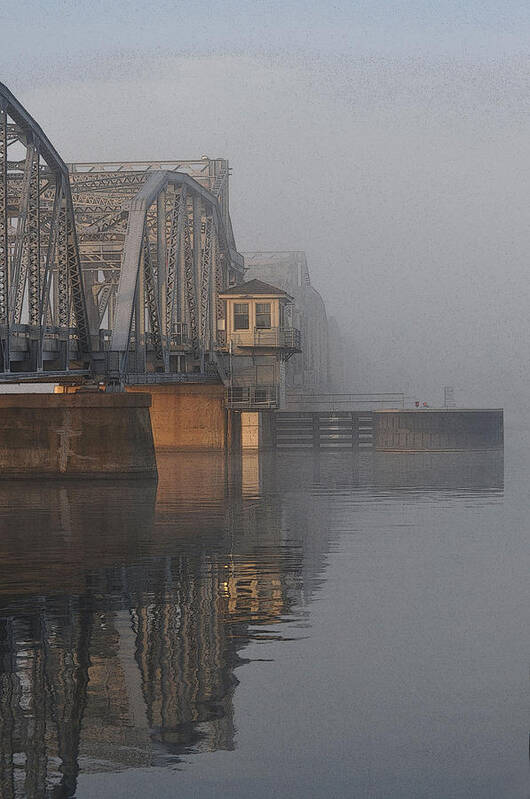 Steel Bridge Art Print featuring the photograph Steel Bridge in Fog - vertical by Tim Nyberg
