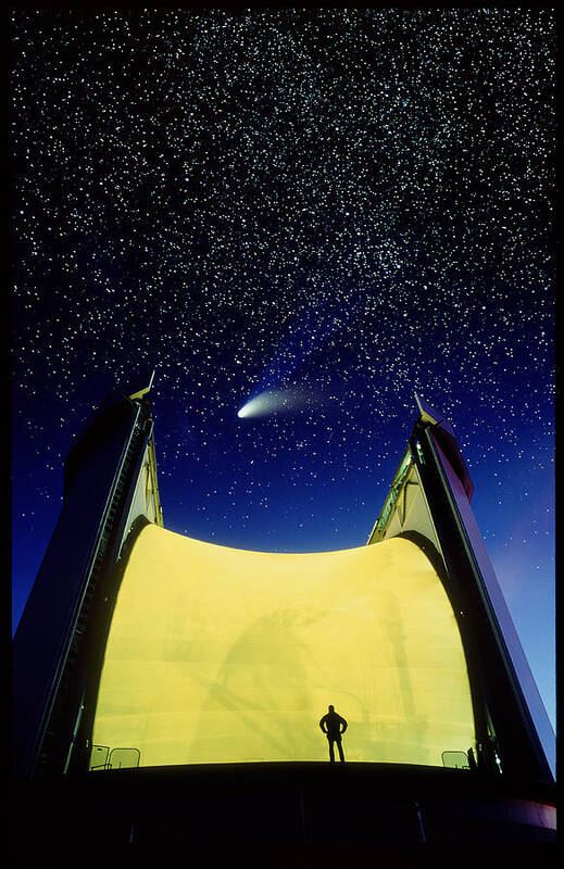 Maxwell Telescope Art Print featuring the photograph Telescope & Comet Hale-bopp by David Nunuk