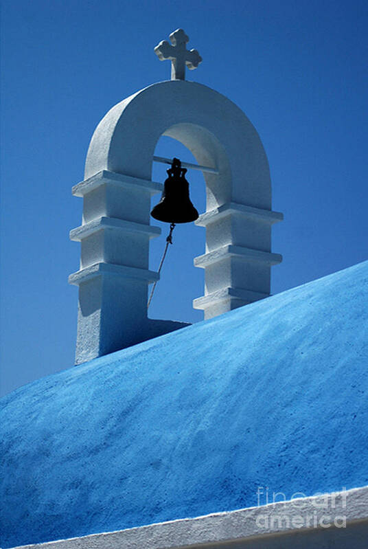 Mykonos Art Print featuring the photograph The Bell Tower in Mykonos by Vivian Christopher