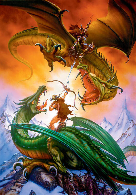 Dragon Art Print featuring the photograph The Duel by MGL Meiklejohn Graphics Licensing