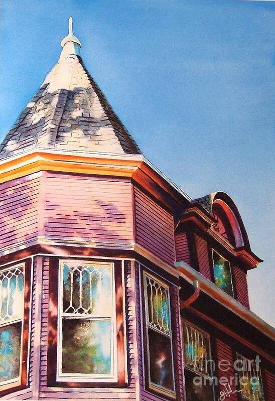 Historic Home Art Print featuring the painting The Pink Lady by Greg and Linda Halom