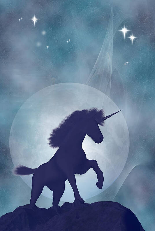 Creature Art Print featuring the digital art Unicorn by Carol and Mike Werner