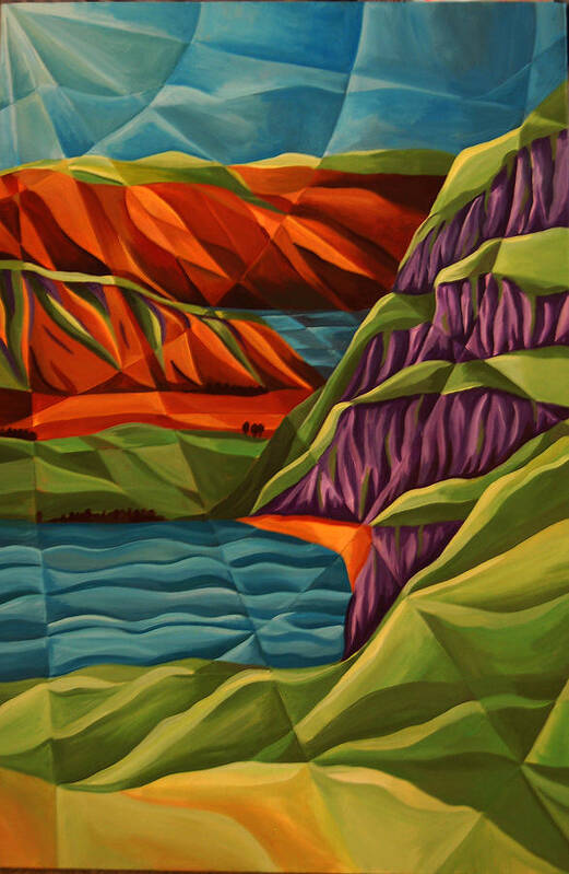 Mountain Art Print featuring the painting View from a Mountainside by Tiffany Budd