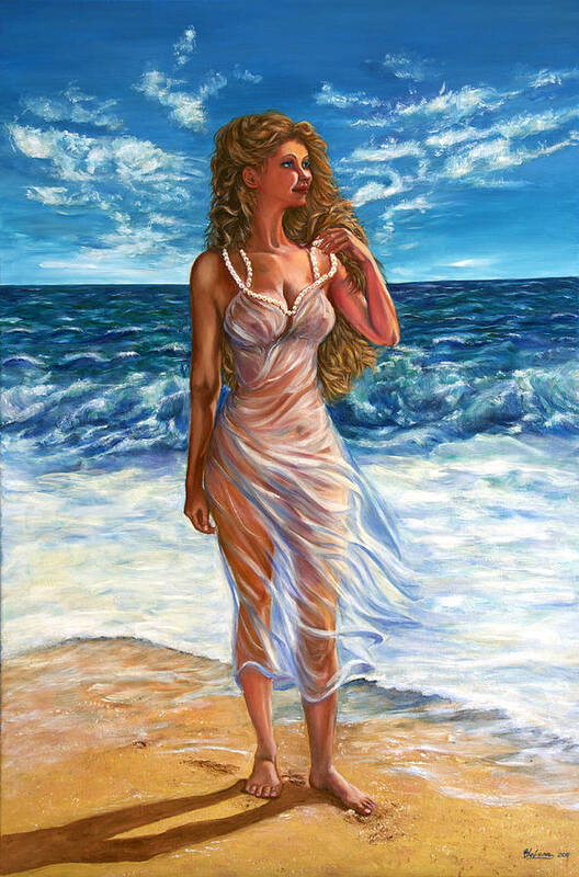 Girl Art Print featuring the painting Waves by Yelena Rubin