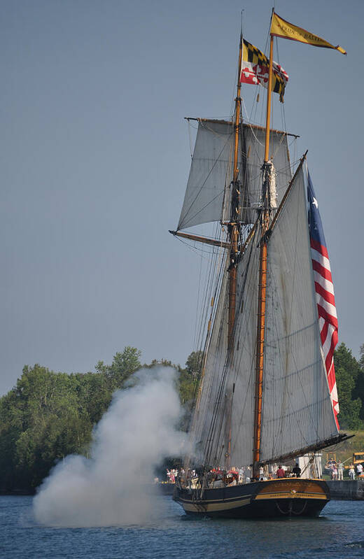 Tall Ships Art Print featuring the photograph We Fired Our Guns by Larry Peterson