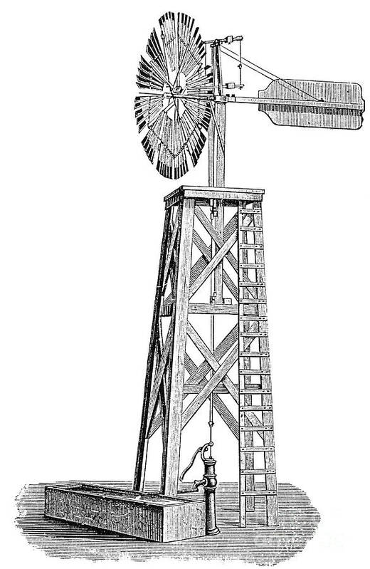 1880 Art Print featuring the photograph WINDMILL, c1880 by Granger