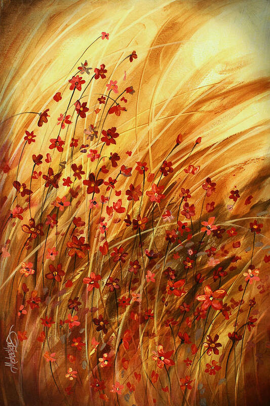 Flowers Art Print featuring the painting ' Summer Breeze' by Michael Lang