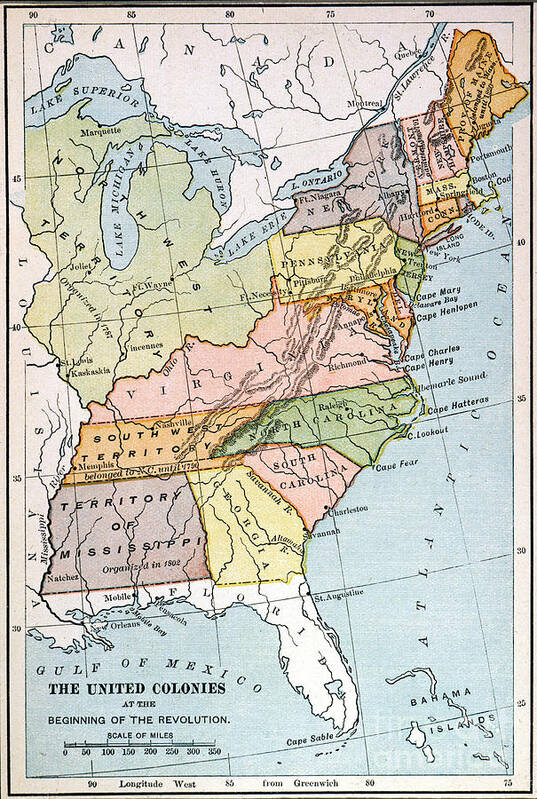 1791 Art Print featuring the painting UNITED STATES MAP, c1791 #0030844 by Granger