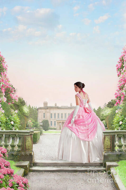 Victorian Art Print featuring the photograph Beautiful Victorian Woman In The Garden #1 by Lee Avison