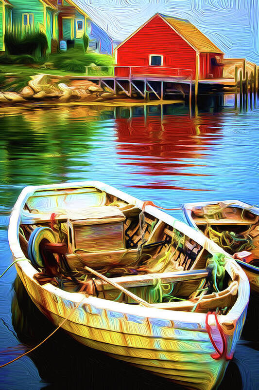 Boats Art Print featuring the painting Boats #1 by Prince Andre Faubert