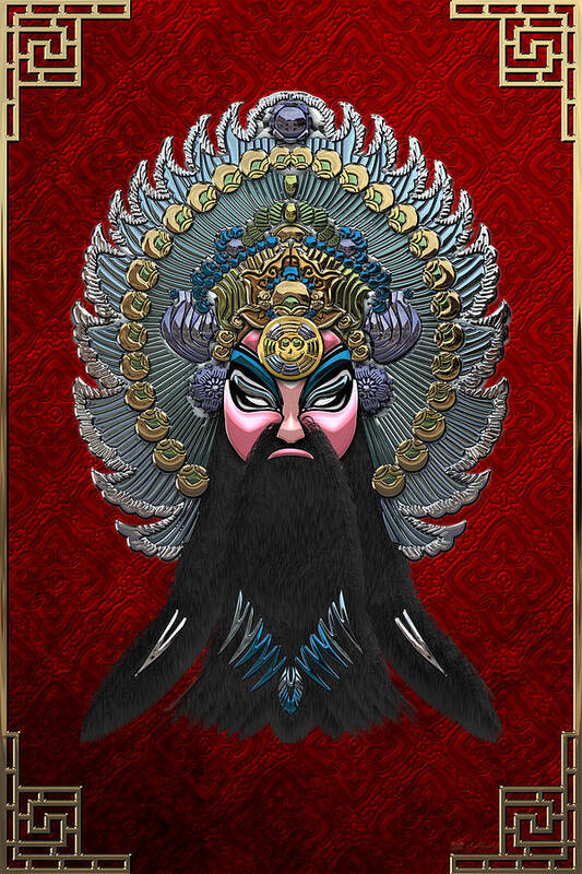 treasures Of China By Serge Averbukh Art Print featuring the photograph Chinese Masks - Large Masks Series - The Emperor #1 by Serge Averbukh