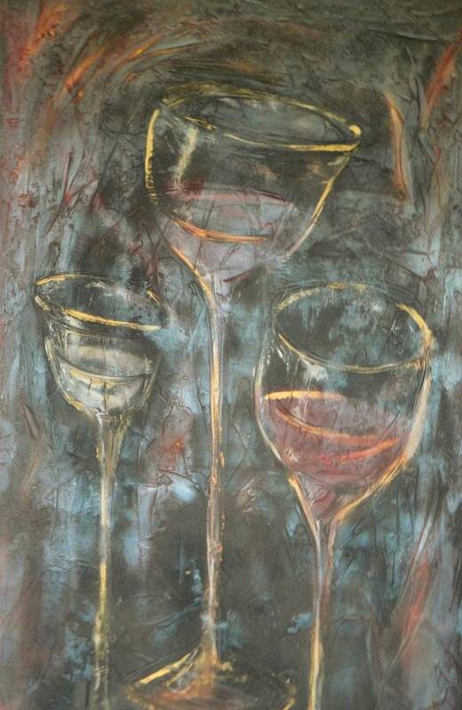 Abstracticle Still Life Art Print featuring the painting Dancing Glasses by Chuck Gebhardt