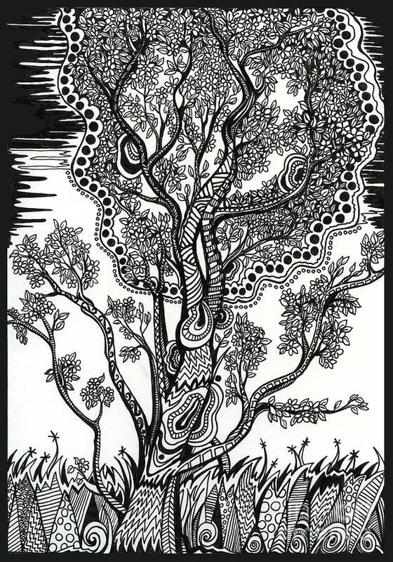 Trees Art Print featuring the drawing Windblown by Danielle Scott