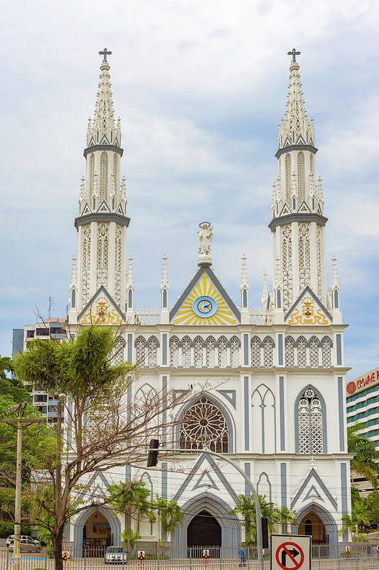 Carmen Art Print featuring the photograph Facade of El Carmen church on Via Espania , El Cangrejo , Panama #1 by Marek Poplawski