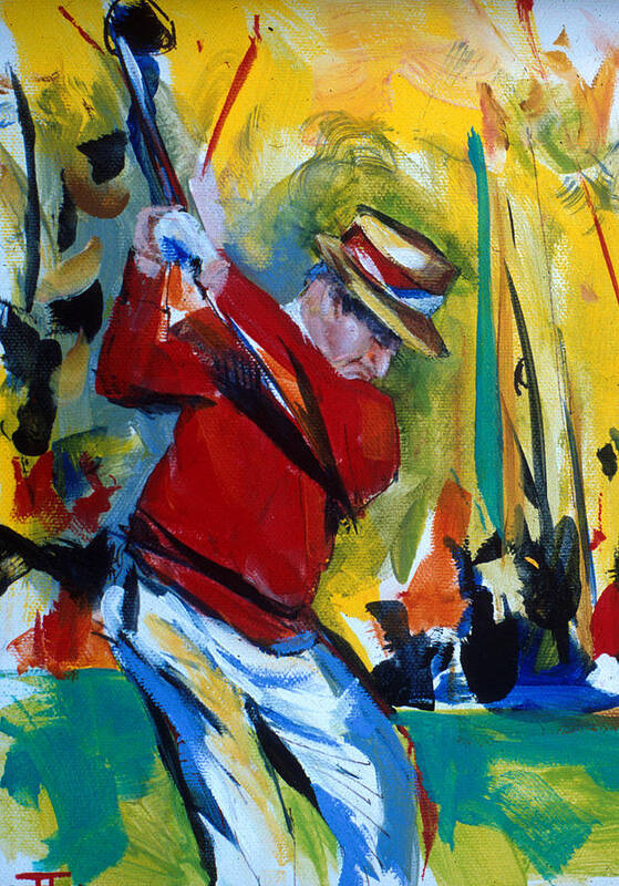Golf Art Print featuring the painting Golf Red by John Gholson