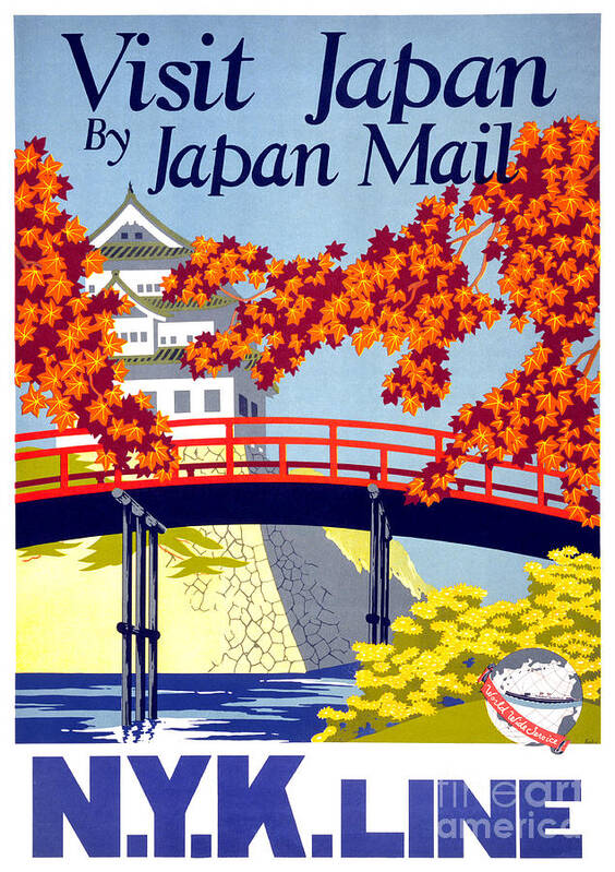Vintage Art Print featuring the painting Japan Vintage Travel Poster Restored #1 by Vintage Treasure