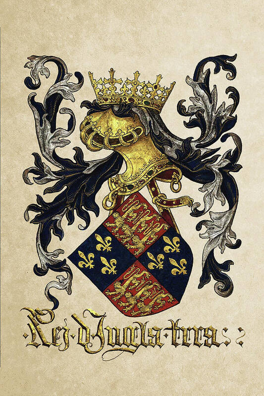 'roll Of Arms Collection By Serge Averbukh Art Print featuring the photograph King of England Coat of Arms - Livro do Armeiro-Mor #1 by Serge Averbukh