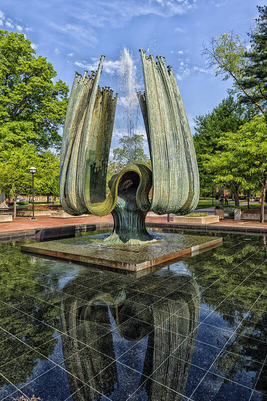 Marshall University Art Print featuring the photograph Memorial Fountain On The Campus Of Marshall University #1 by Mountain Dreams