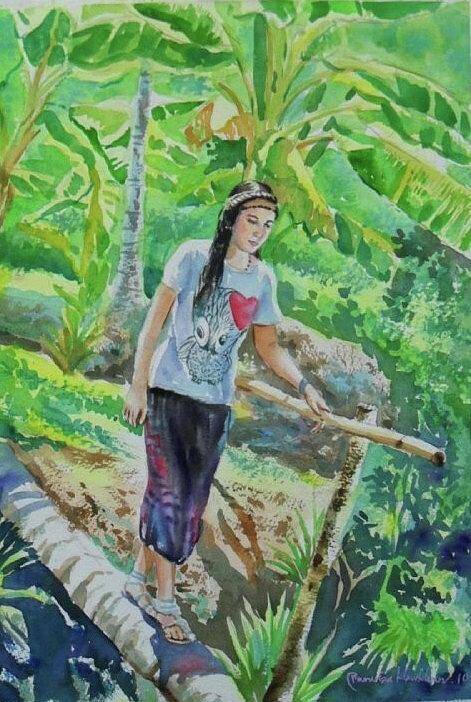  Art Print featuring the painting My Good Memories in Ampawa Garden #1 by Wanvisa Klawklean
