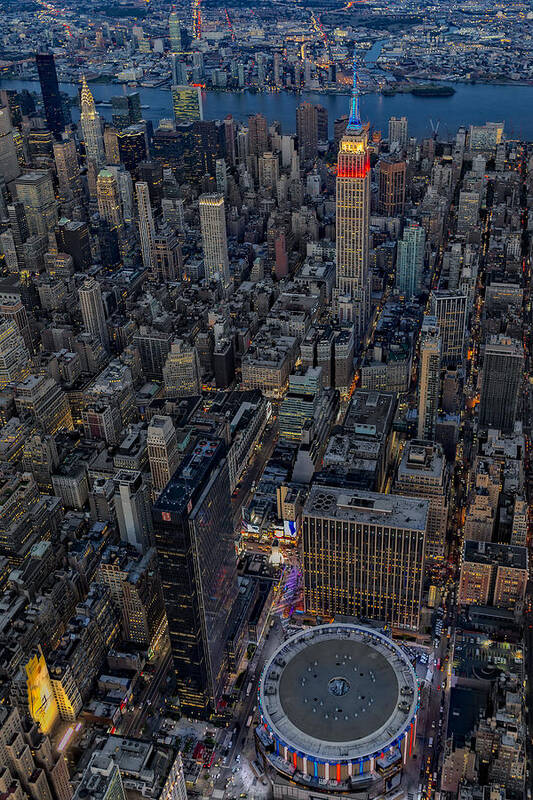 Aerial View Art Print featuring the photograph September 11 NYC Tribute by Susan Candelario