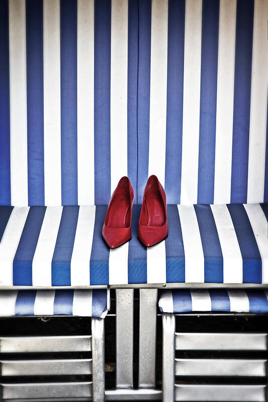 Shoes Art Print featuring the photograph Shoes In A Beach Chair #1 by Joana Kruse