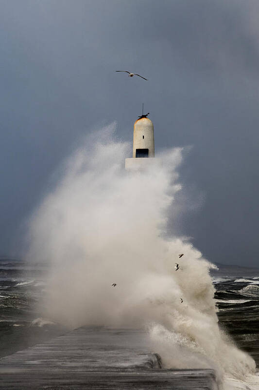 South Breakwater Art Print featuring the photograph South Breakwater in the storm #2 by Veli Bariskan