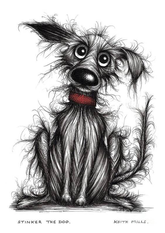 Stinker Art Print featuring the drawing Stinker the dog #1 by Keith Mills