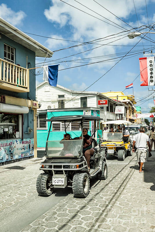 Ambergris Caye Art Print featuring the photograph Street Scene of San Pedro #2 by Lawrence Burry