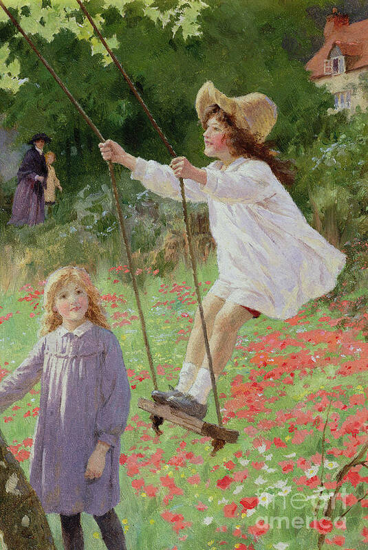The Swing (oil On Board) Art Print featuring the painting The Swing by Percy Tarrant