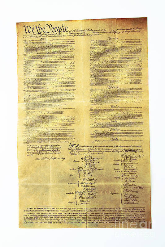 Constitution Art Print featuring the photograph U.s Constitution #1 by Photo Researchers, Inc.