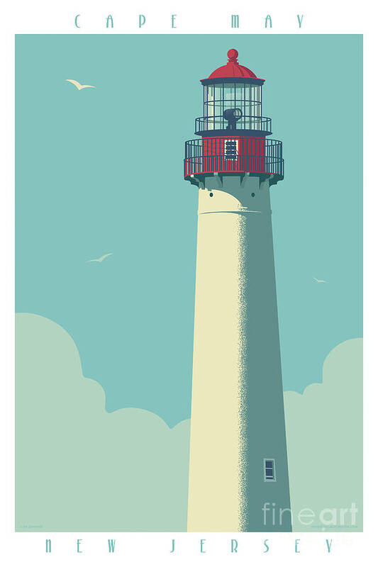 Cape May Poster - Vintage Travel Lighthouse  by Jim Zahniser
