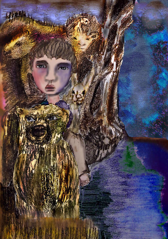 Bear Art Print featuring the mixed media When #1 by Cynthia Richards