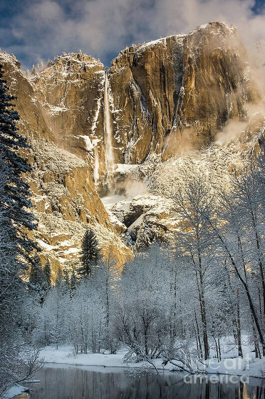 Yosemite Falls In Winter Art Print featuring the photograph Yosemite Falls in Winter #1 by Tibor Vari