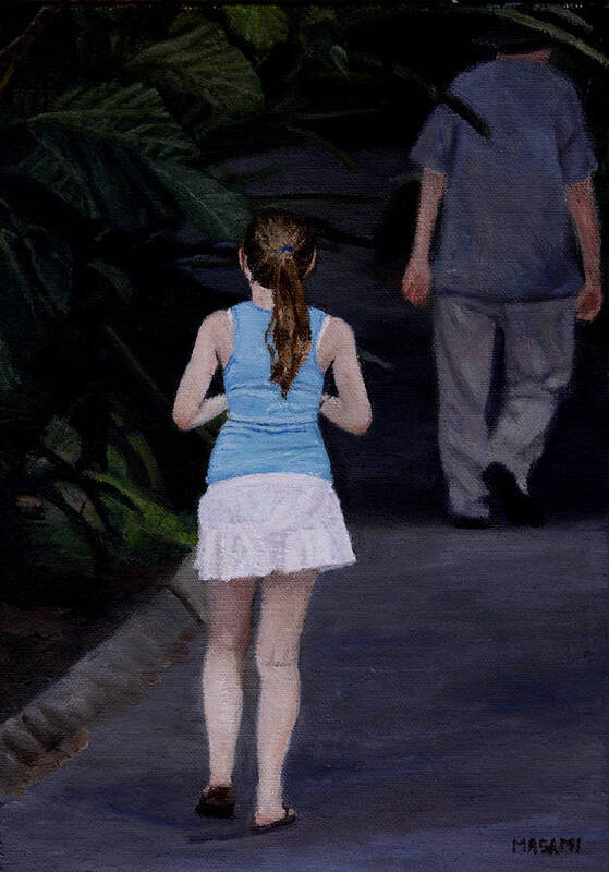 Park Art Print featuring the painting Young Girl Walking #1 by Masami Iida