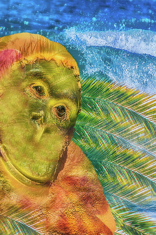Orangutan Art Print featuring the mixed media 10793 Brass Monkey in Paradise by Pamela Williams