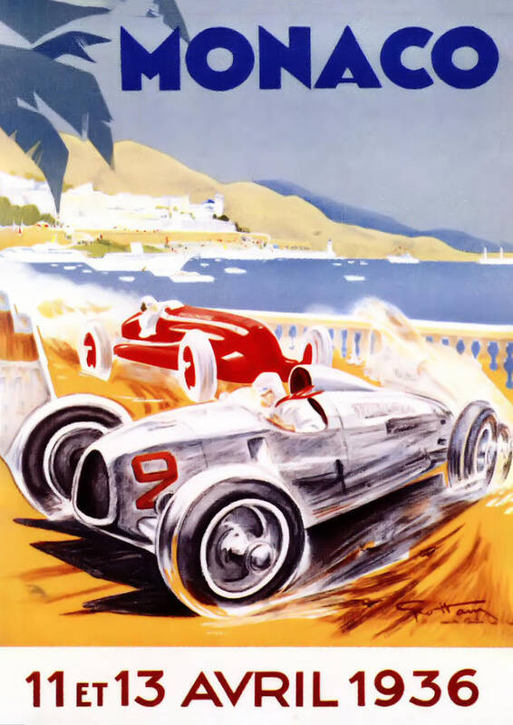 F1 Art Print featuring the digital art 1936 F1 Monaco Grand Prix by Georgia Fowler