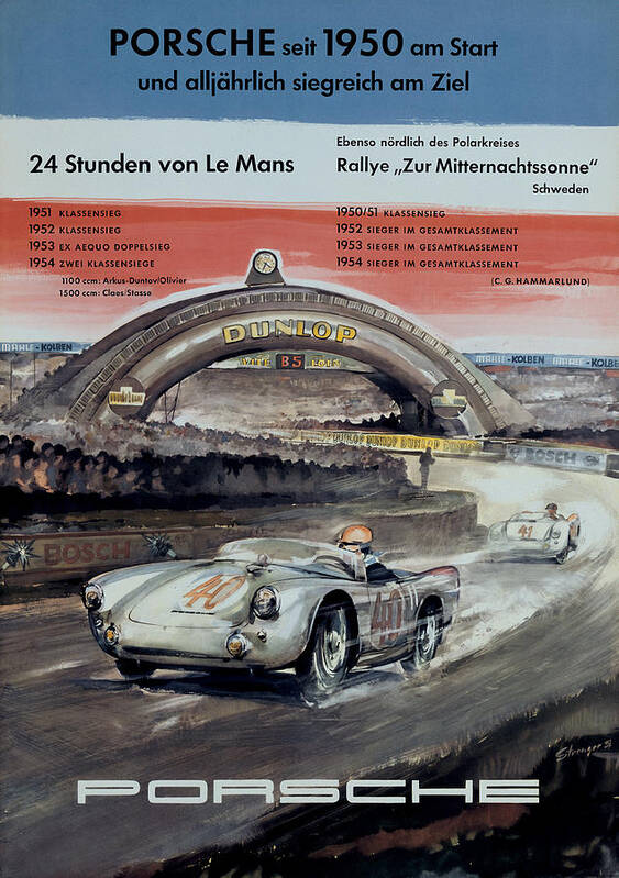 24 Hours Of Le Mans Art Print featuring the digital art 1950 Porsche Le mans Poster by Georgia Clare