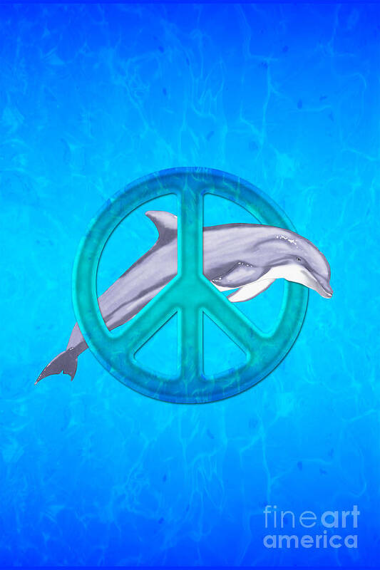 Dolphin Art Print featuring the digital art Dolphin Peace #1 by Chris MacDonald