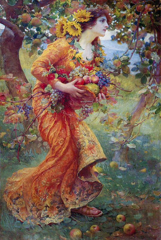 Franz Dvorak - In The Orchard 1912 Art Print featuring the painting In The Orchard by MotionAge Designs