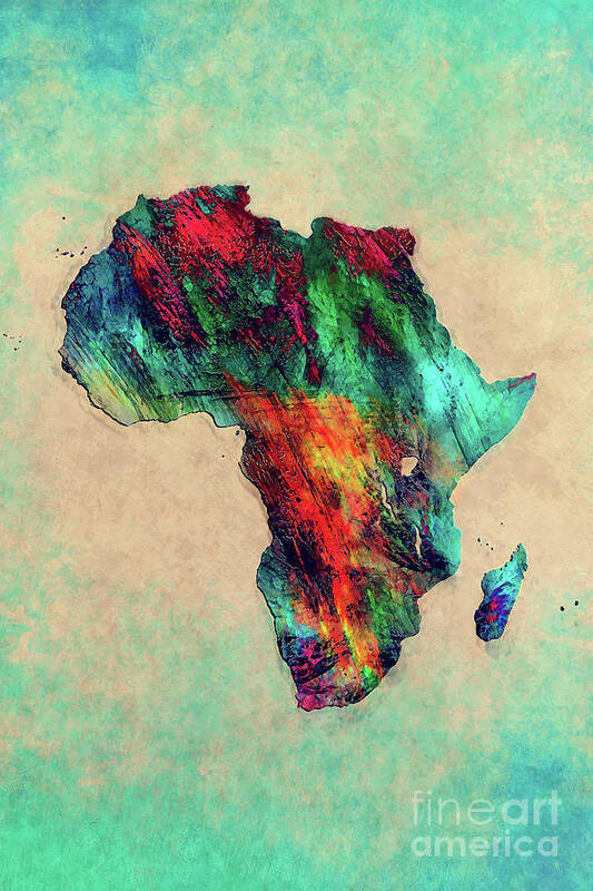 Africa Art Print featuring the painting Africa map by Justyna Jaszke JBJart