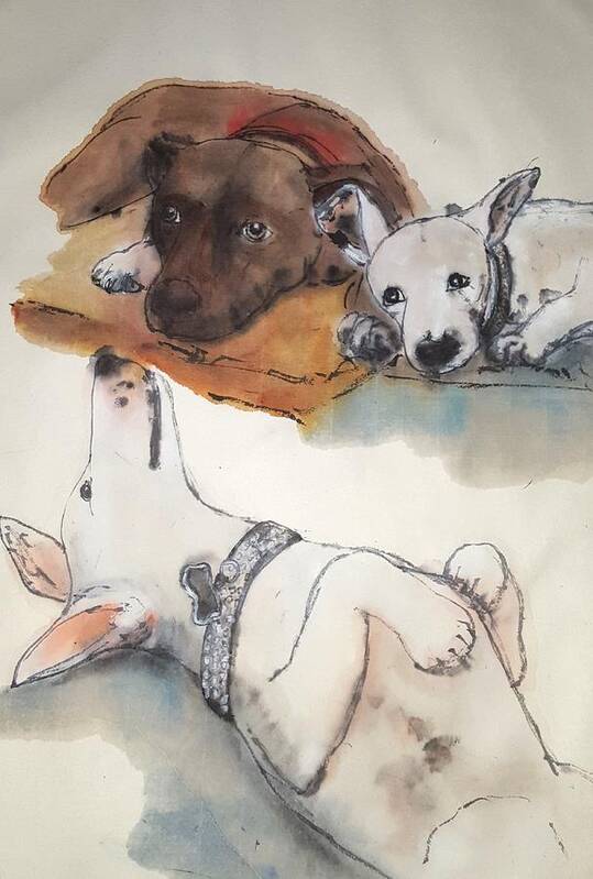 Dogs. Art Print featuring the painting Dogs Dogs Dogs album #3 by Debbi Saccomanno Chan
