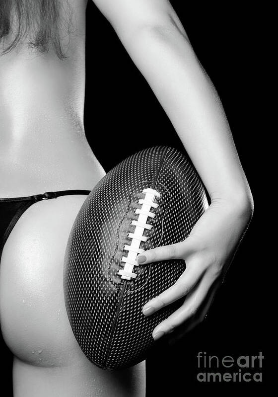 Football Art Print featuring the photograph Woman with a Football #3 by Maxim Images Exquisite Prints